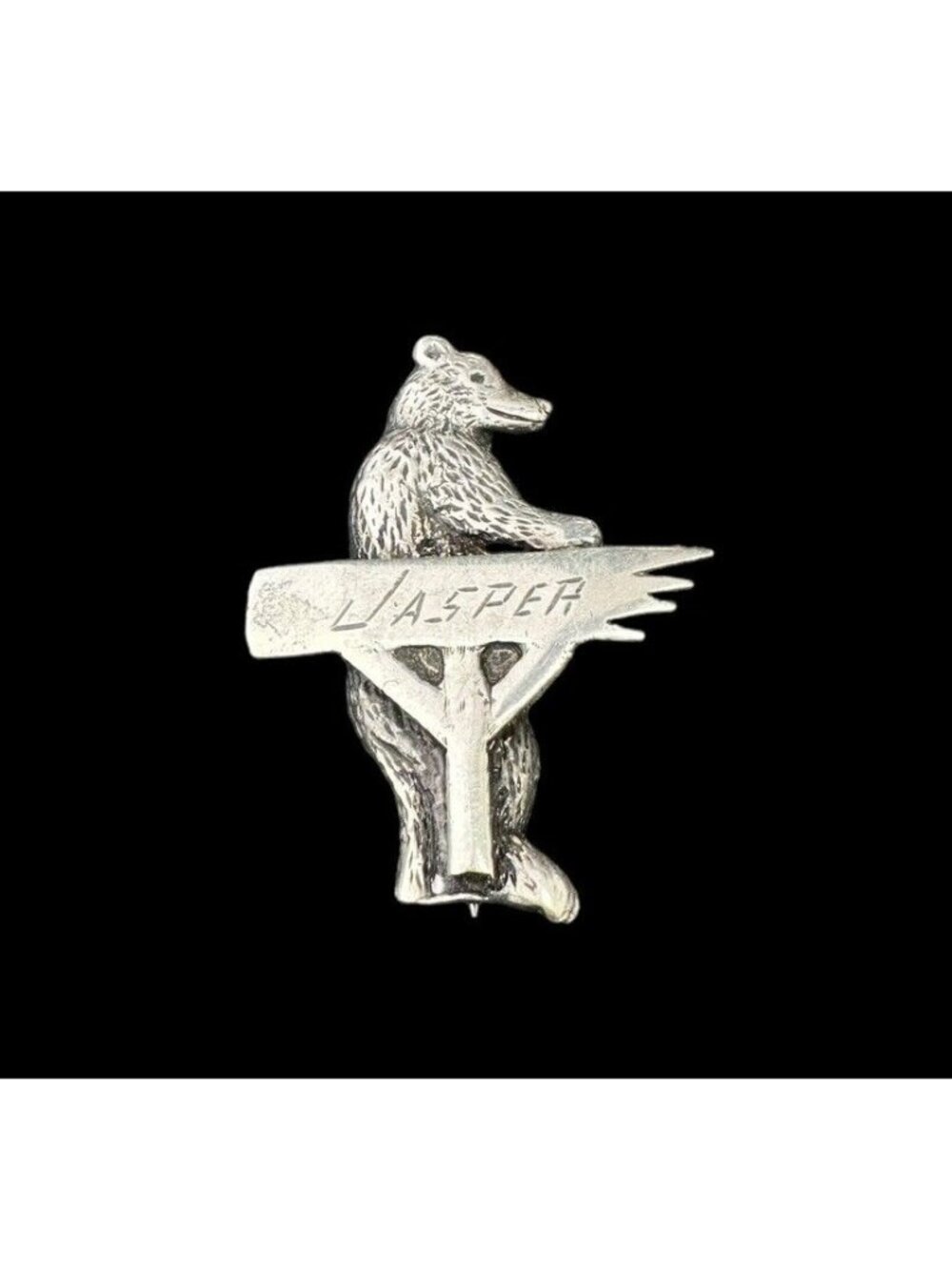 Vintage Jasper Alberta Grizzly Bear Brooch National Park Pin Signed BMCo